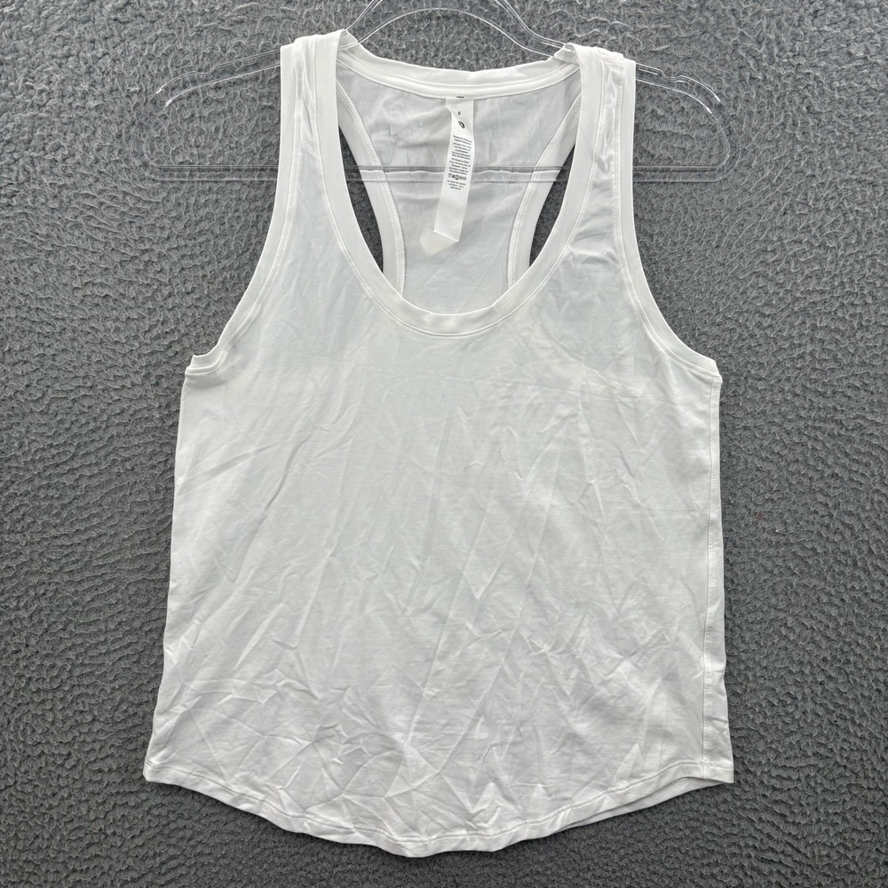 Lululemon Love Tank Top Women 6 White Pima Cotton Racerback Athletic